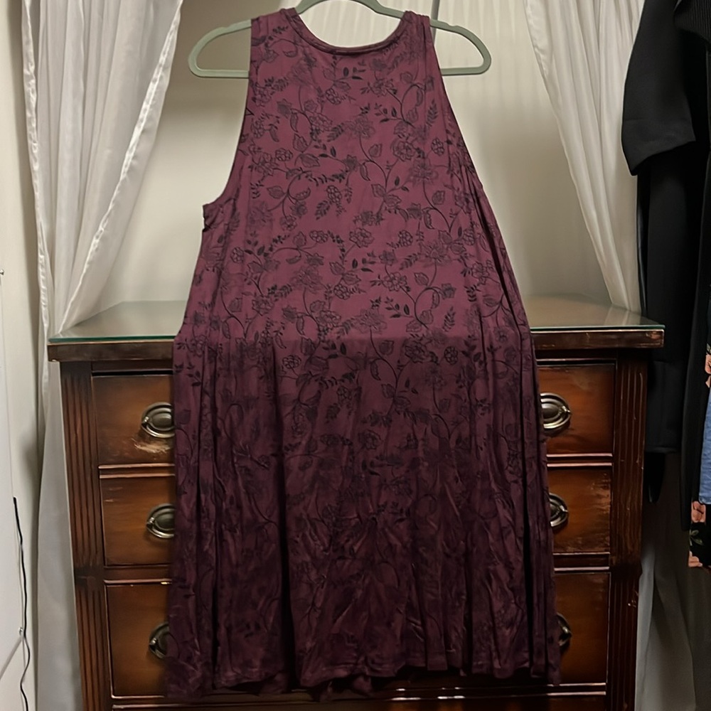 Loft Large Purple and Black Floral Sleeveless Dress - Picture 4 of 5